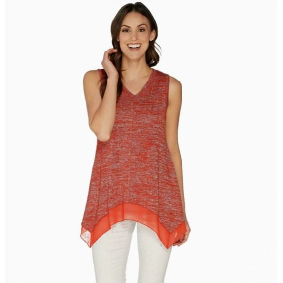 LOGO by Lori Goldstein Tops - LOGO Lori Goldstein Space Dye Sweater Tank Top XS Sleeveless Guava Red A302429